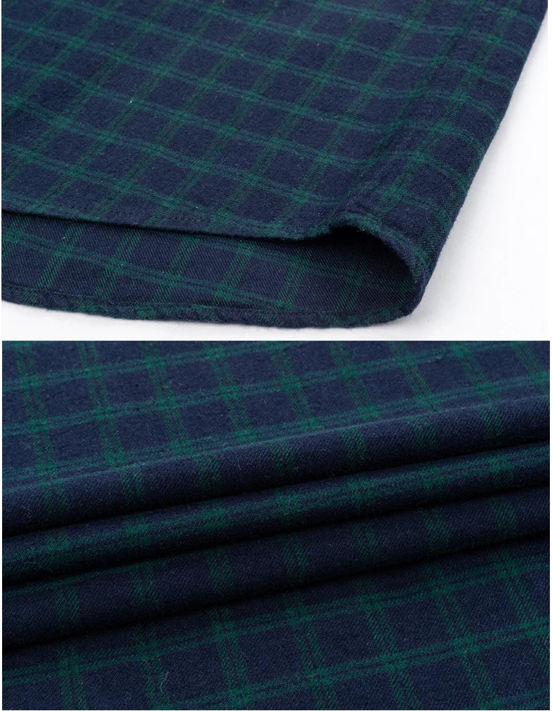 Men's Winter Chic Long Sleeve Shirt Cotton Flannel Plaid Button-Up Comfortable Warm Top for Business Casual Dress Shirts New