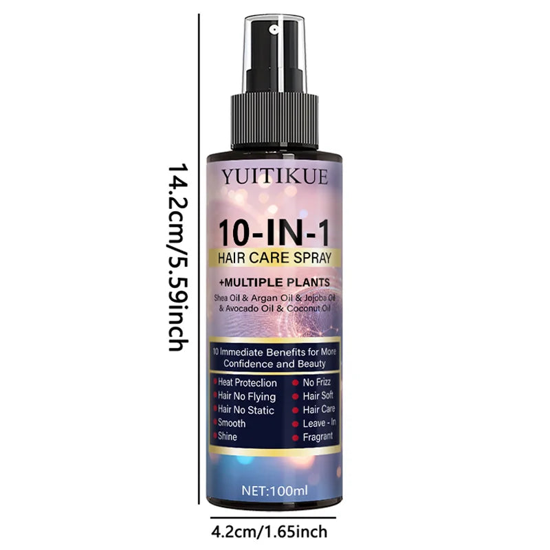 YUITIKUE 10-in-1 Hair Treatment Spray - Heat Protection, Smooths Flyaways, Adds Shine & Moisture to Hair