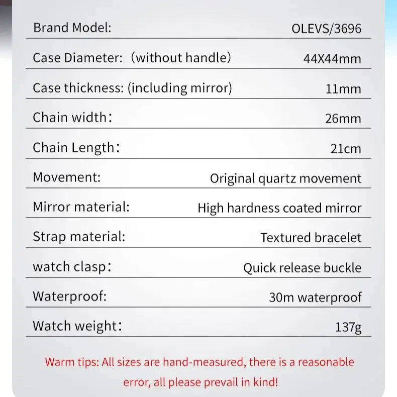 OLEVS Men Watch 3696 Fashion Trend Original Watch Luxury Square Calendar Waterproof Luminous Simple Business Men Quartz Watch