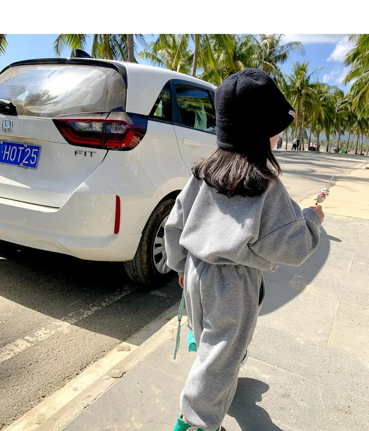 2026 Spring Children's Spring Clothes Round Neck Long Sleeve Sweater Boys and Girls Trendy Baby Stylish Children's Clothing 2PCS