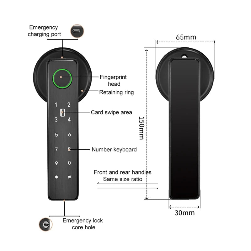 Digital Door Lock Tuya APP WiFi Remote Control Smart Fingerprint Password RFID IC Card Lock Dead Bolt For Home Wooden Metal Door