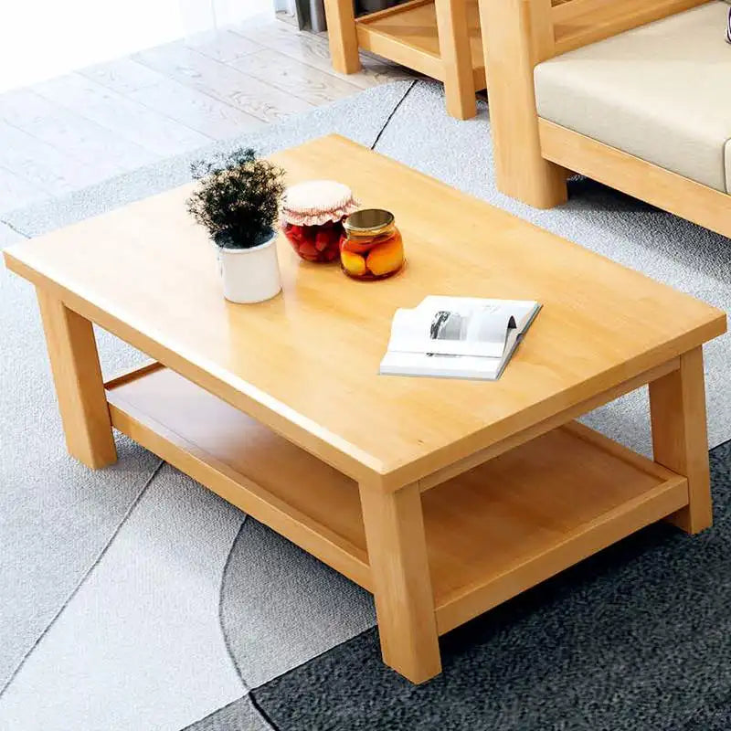 For Living Room Full Solid Wood Sofa Combination of Modern Chinese Small Apartment Three Solid Wood Fabric Sofa Bed