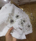 Luxury Style Pearls Beaded 3D Flowers Stitch Pantalones Cortos Wide Leg Shorts Women's Short Pants Elastic Waist Short Trousers