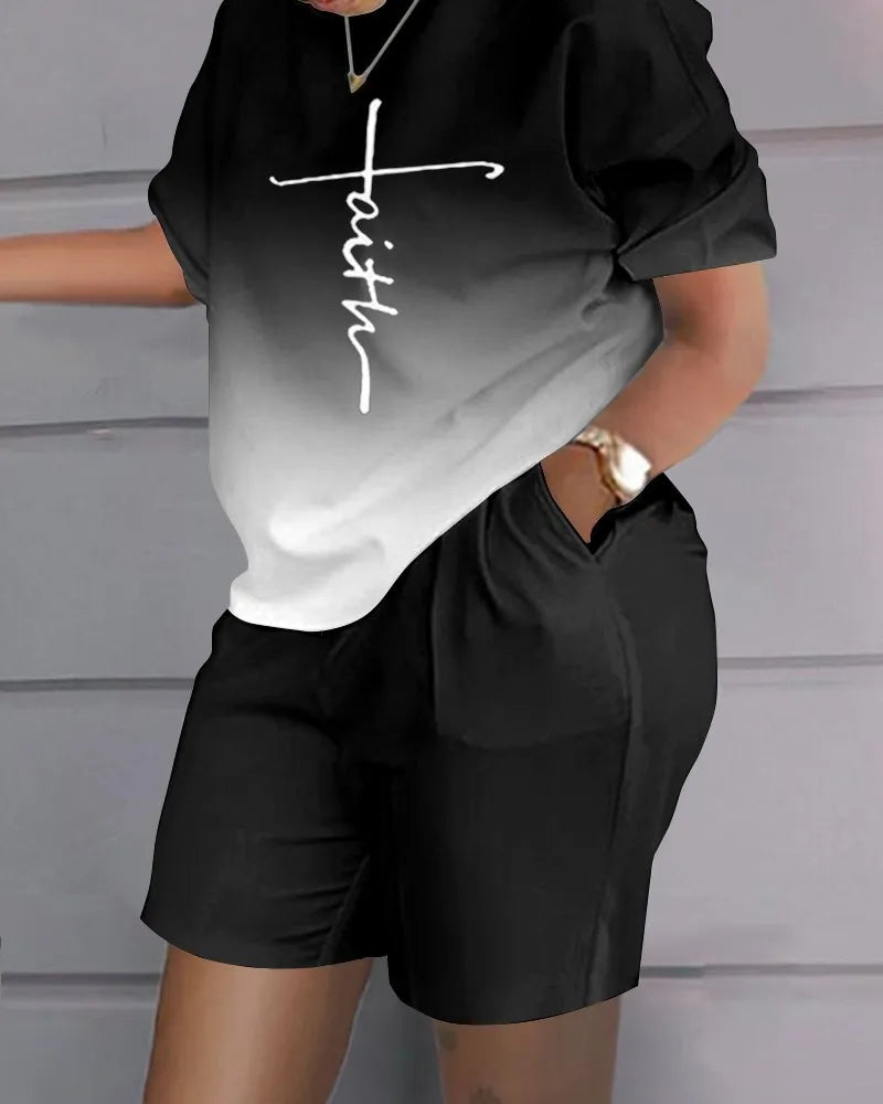 2026New Casual Set Solid Color Printed Shirt Button Long Sleeve Top+Pocket Shorts Set for Women womens matching sets 2 piece set