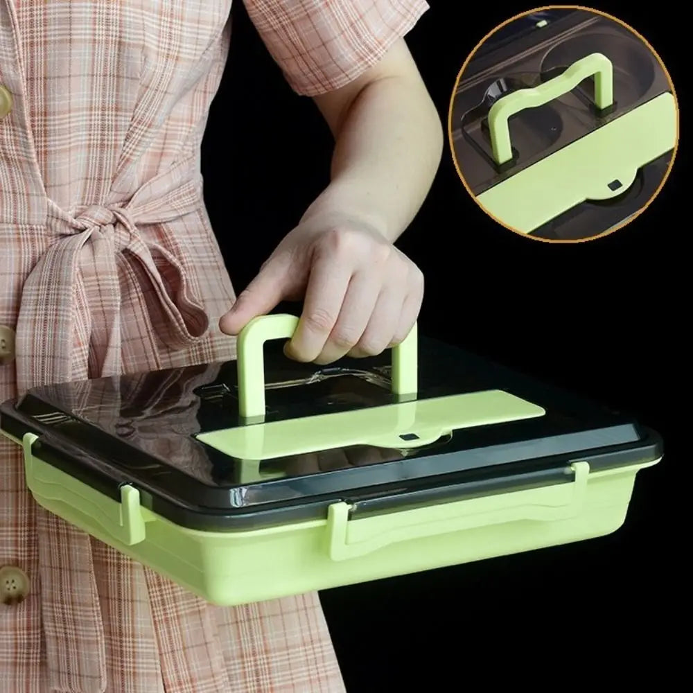 Leakproof Stainless Steel Lunch Box Microwavable Multi-Grid Food Container with Cutlery Food Grade Lunch Container Office Worker