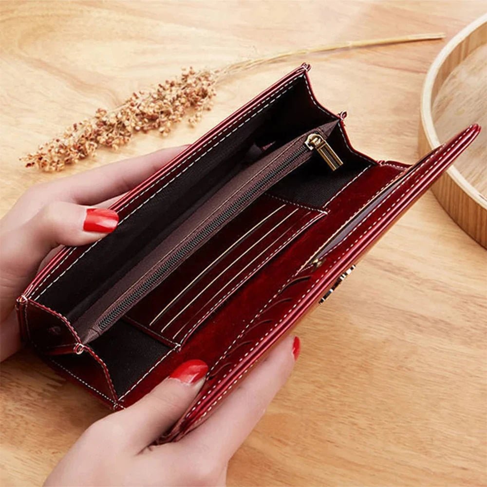 Gothic Moon Black White Cat Leather Wallet Luxury Long Purses for Cards Holder Wallets with Zip Coin Pocket Ladies Handbags