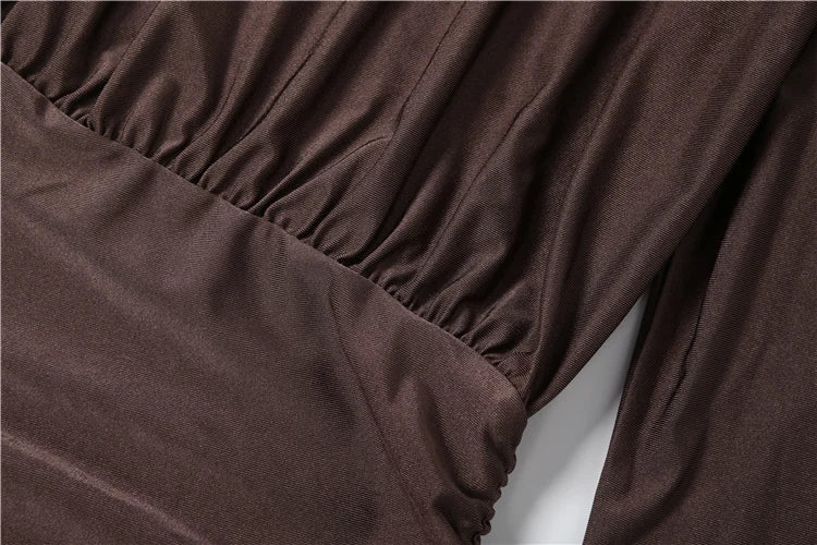 Sisterlinda Elegant Shoulder Padded Dress Women Turtleneck Ruched Sexy Classic Office Commute Simple Peach Hip Slim Mini Bodycon