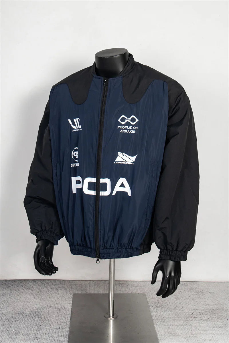 Undermycar POA Racing Suit Multi-color Printed Cotton Jacket VIBE Streetwear V-neck Couple Shoulder-Padded Coat