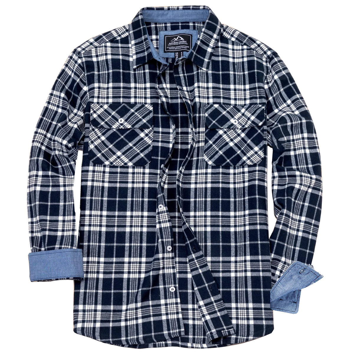 MAGCOMSEN Autumn Windproof Men's Flannel Shirt Warm Long Sleeve Casual Plaid Shirts with Two Chest Pockets