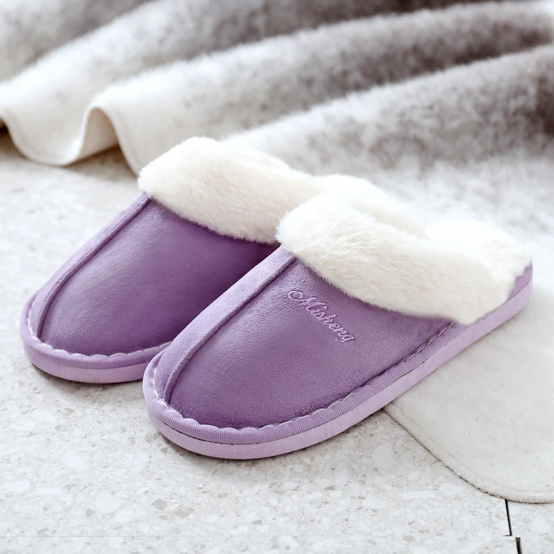 Big Size 47 Men Winter Slippers Furry Warm Home Shoes Men Couples House Floor Slides Slip On Footwear Comfortable Soft Bedroom S