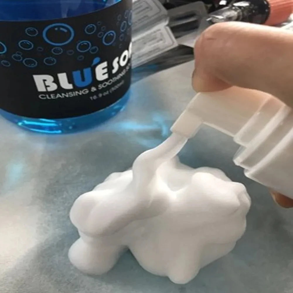 500/40ML Tattoo Blue Soap Cleaning Soothing Solution With Tattoo Foam Diffuser Bottle Blue Algae Soap and Bottle Cleaning Supply