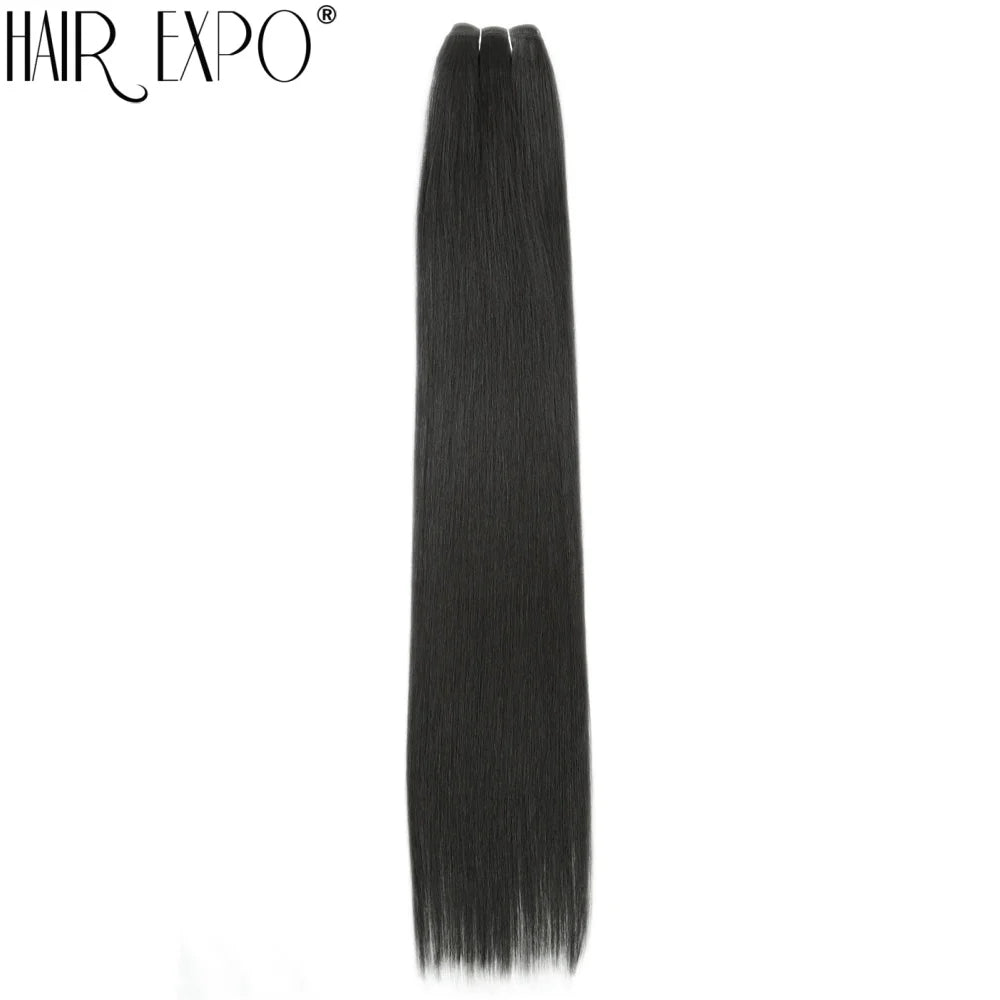 26" Bio Straight Hair Bundles Natural Soft Heat Resistant Fiber Synthetic Fiber Hair Extensions Protein Straight Hair Weave