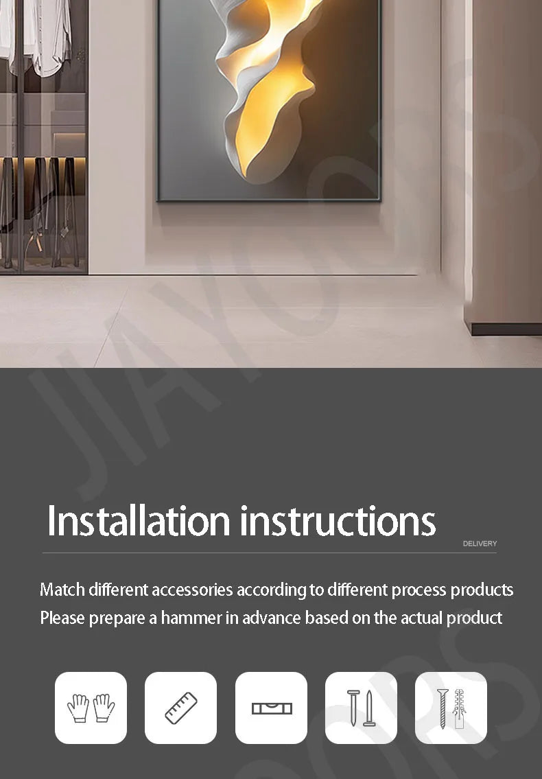 Modern Light Luxury Entrance Door Decoration Painting, Simple Abstract Corridor Hanging Painting Wall Lamp Painting Led Lights