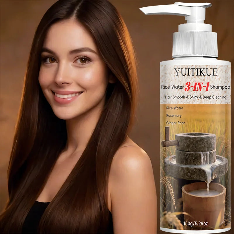 YUITIKUE Rice Water 3-in-1 Shampoo 150g - Deep Cleansing Shampoo for Smooth, Shiny & Healthy Hair