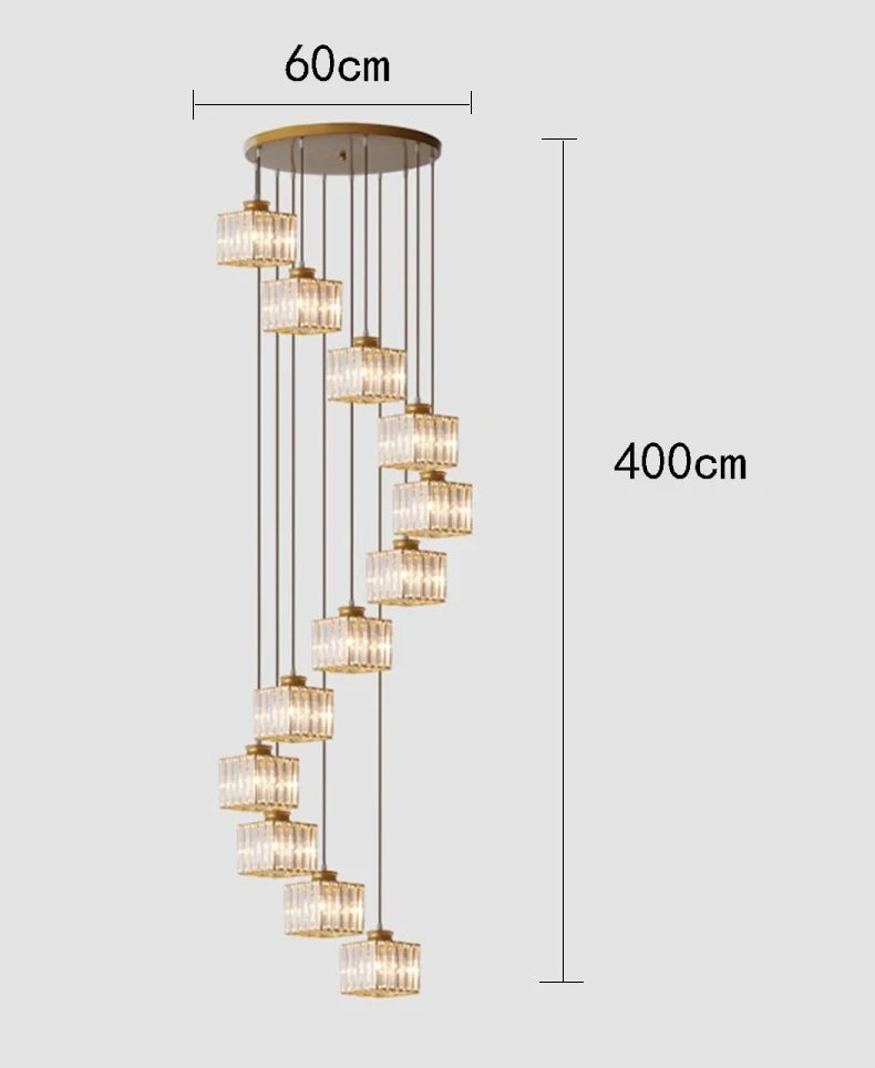Staircase Pendant Lamp Modern Light Luxury Crystal Lamp Simple Living Room Lamp Duplex Hotel Lobby Interior Decoration Lighting