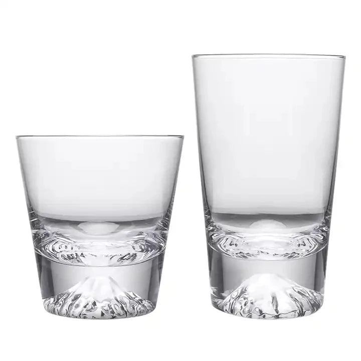 Transparent Snow Peak Tumbler,Fuji Mountain Whiskey Glass,Modern Whisky Drinking Glass，Luxury Scotch Glass,Artistic Rock Glass
