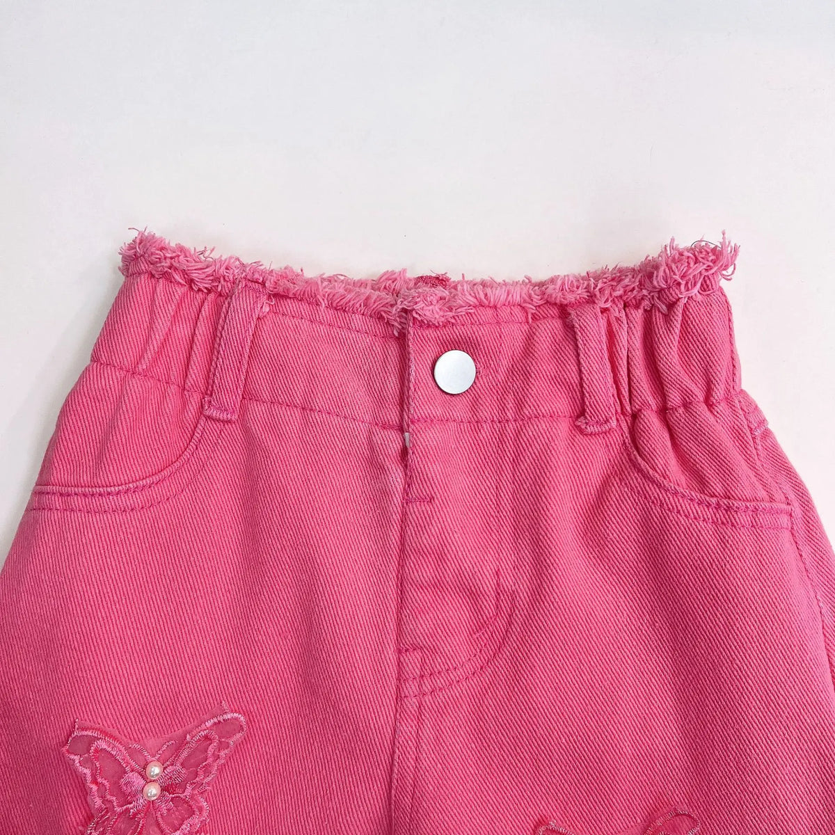 2025 Summer New Girls Clothing Set Bow Sleeveless Vest+Butterfly Decoration Gradient Ripped Jeans 2Pcs For 3-8Y Fashion Outfit