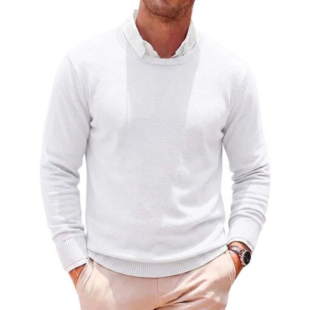 New Men's Casual Crewneck Knit Sweater Autumn Soft Jumper Elegant  Long Sleeve Business Pullover Winter Outwear Knitted Workwear