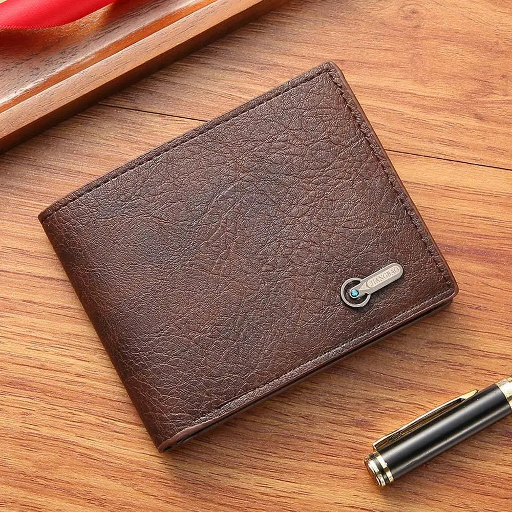 Vintage PU Leather Mens Wallets Solid Sample Style Zipper&Hasp Purse Card Holders Famous Brand High Quality Male Wallet