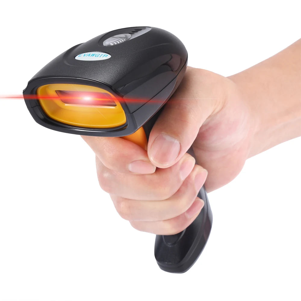 EVAWGIB Handheld Wired QR Barcode Scanner 1D Laser 2D Bar Code Reader With USB and RS232 Interface For Serial Connection