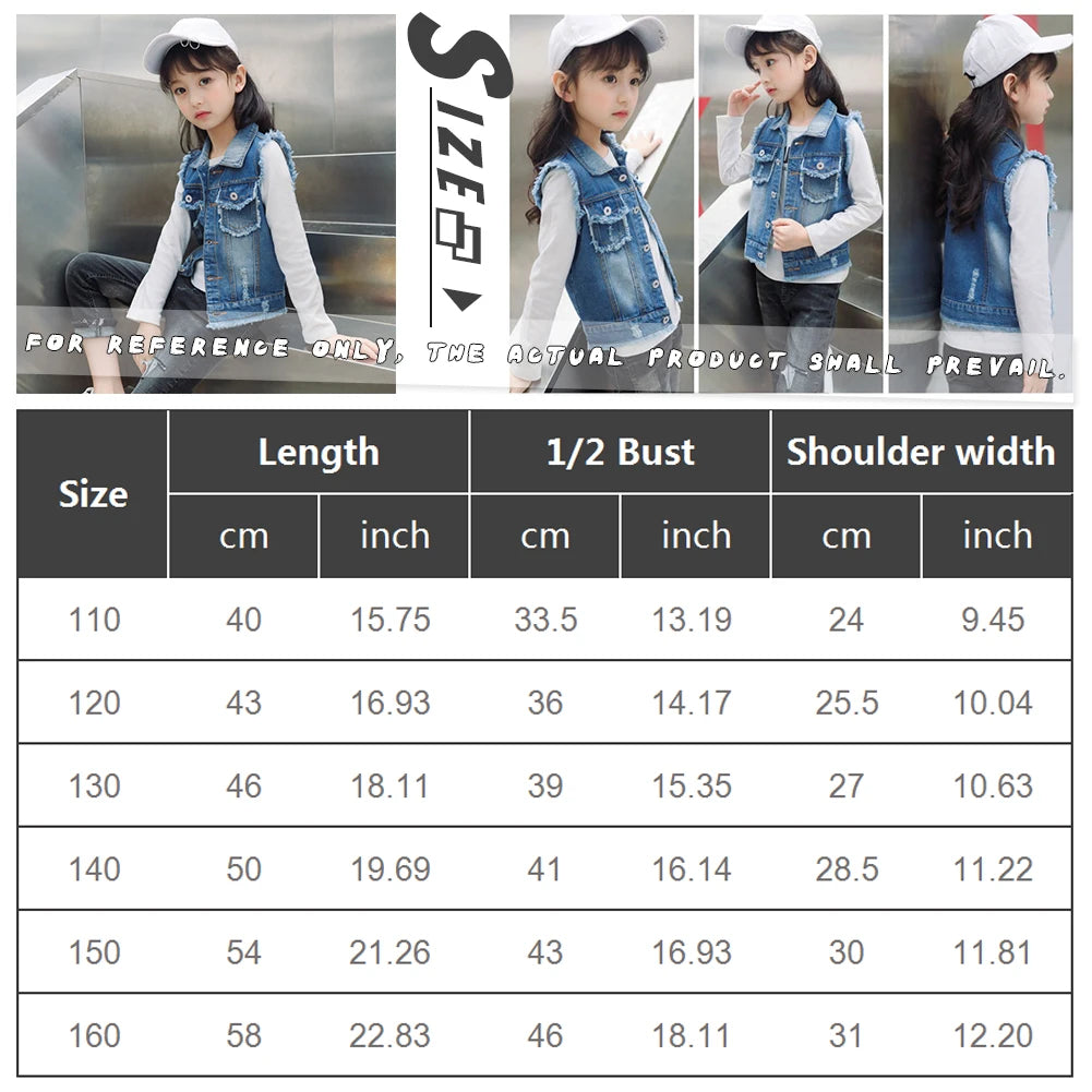 Girls Denim Vest,Kids Denim Jacket,Boys Vest Coat,Sleeveless Tassels Lapel Outerwear,Casual Button Children's Cowboy Waistcoat