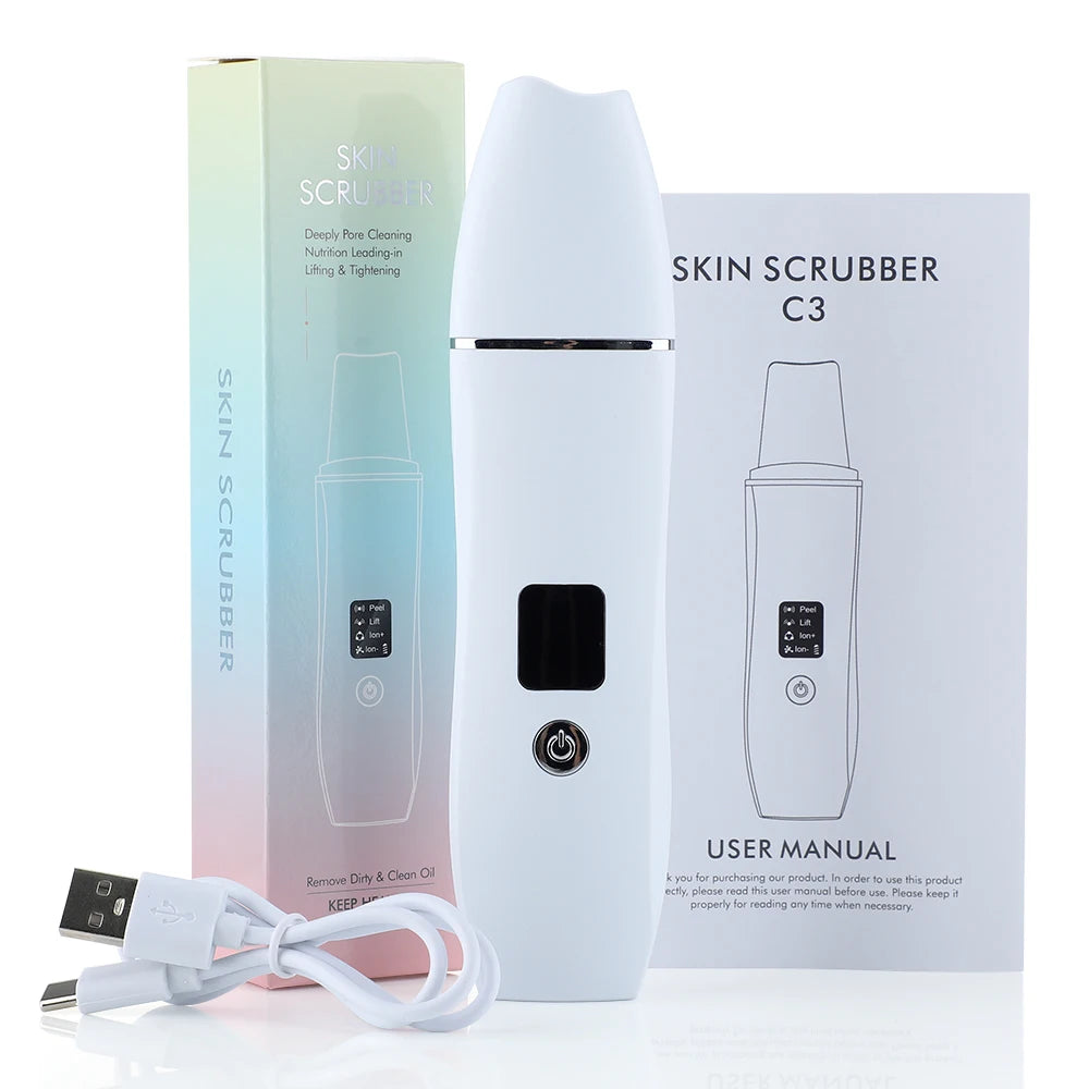 Ultrasonic Skin Scrubber EMS Face Massager Blackhead Remover Facial Cleanser Peeling Shovel Face Lifting Tool Spatula Cleansing