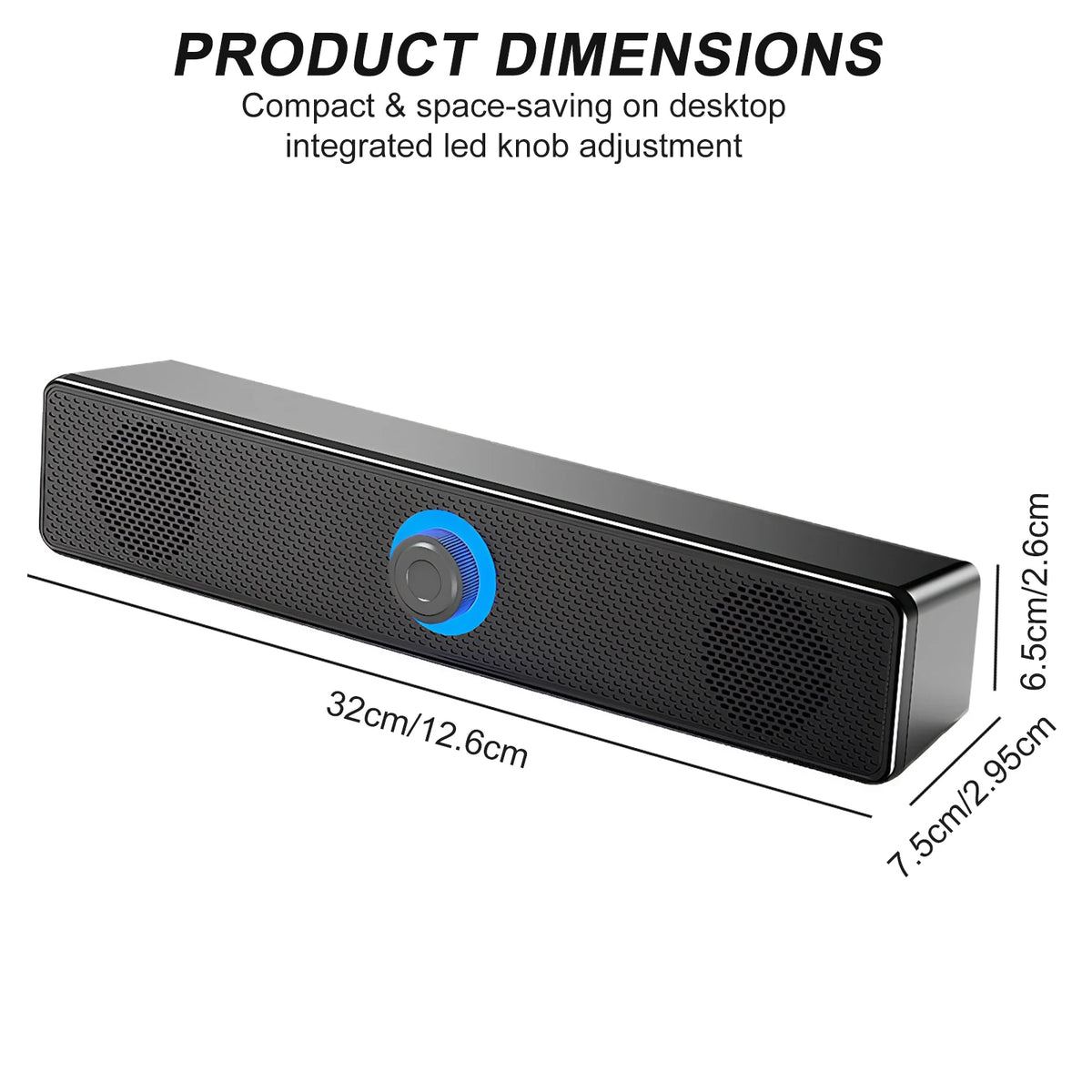 Wired Computer Speakers Portable Stereo Desktop Speakers 4D Surround Compact Sound Bar for TV PC Laptop Gaming Home Theater