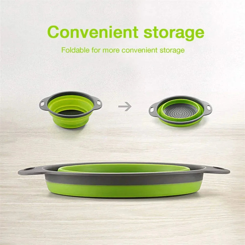 Silicone vegetable and fruit cleaning and drainage basket cleaning basket Folding water filter net Kitchen Gadgets