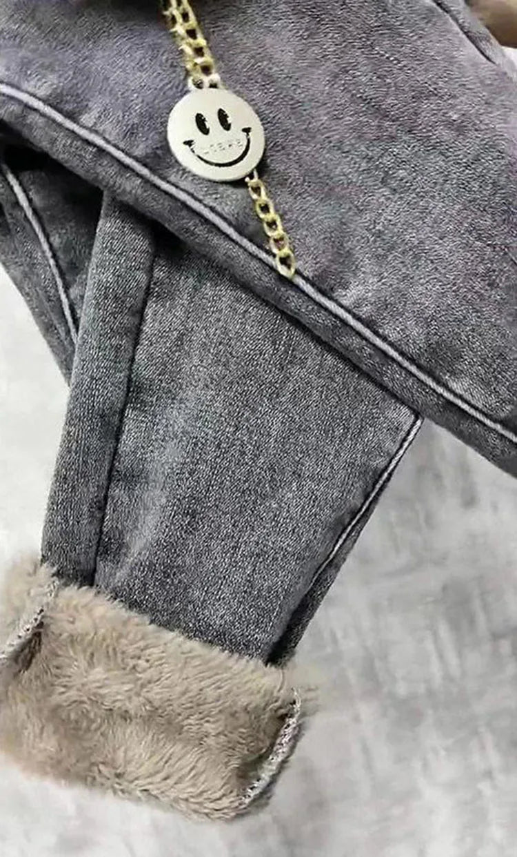 Fleece Jeans For Women Clothes Winter Warm Stretch Denim Harem Pant Loose Thickening Trousers Fall Pantalones De Mujer