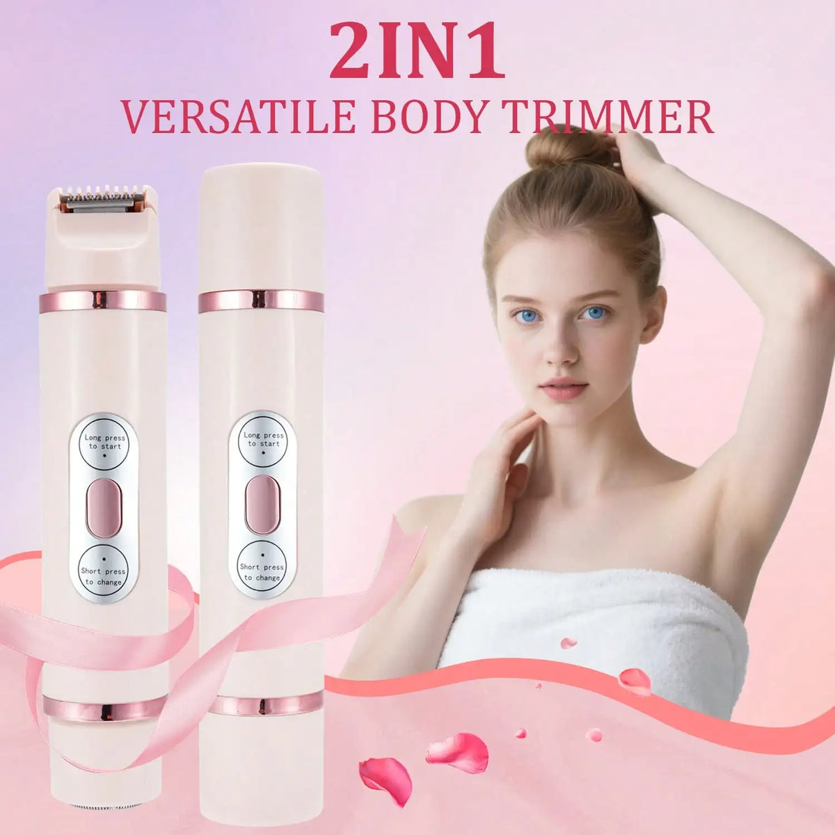 2-in-1 Women's Electric Shaver Double Headed Bikini Slimming Device Women's Hair Trimmer Facial Hair Removal Device