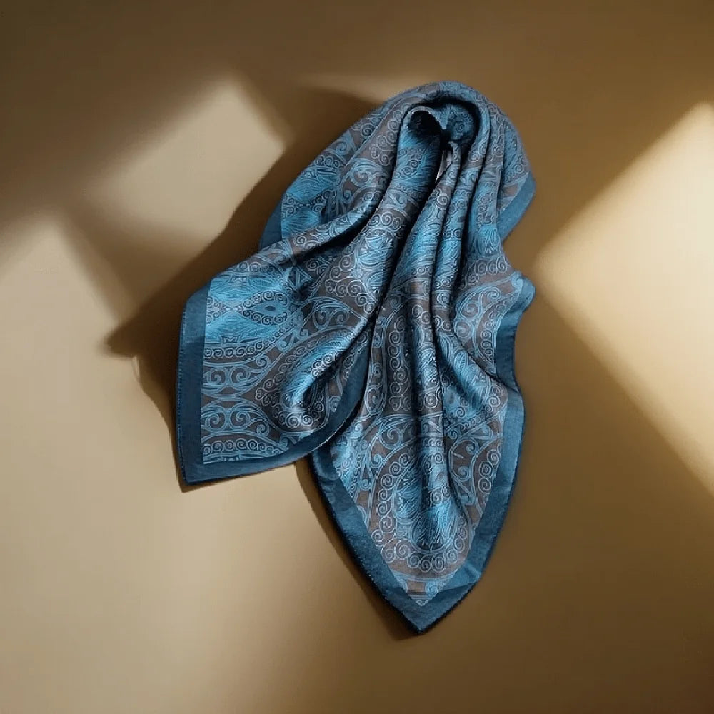 Luxury Brand Paisley Houndstooth Printed Square Scarf Soft Satin Thin Smooth Neck Scarf Sunscreen Headscarf For Women Head Wrap