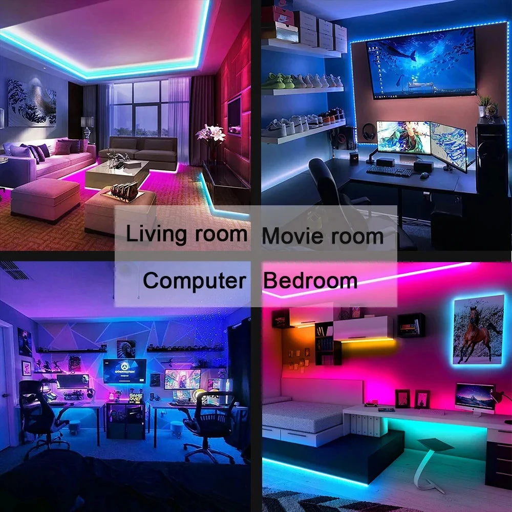 RGB Ambient Light Strip USB 5V LED 5050 Music Sync Flexible Tape Smart Home Lights Remote APP Control for Room TV DIY Decoration