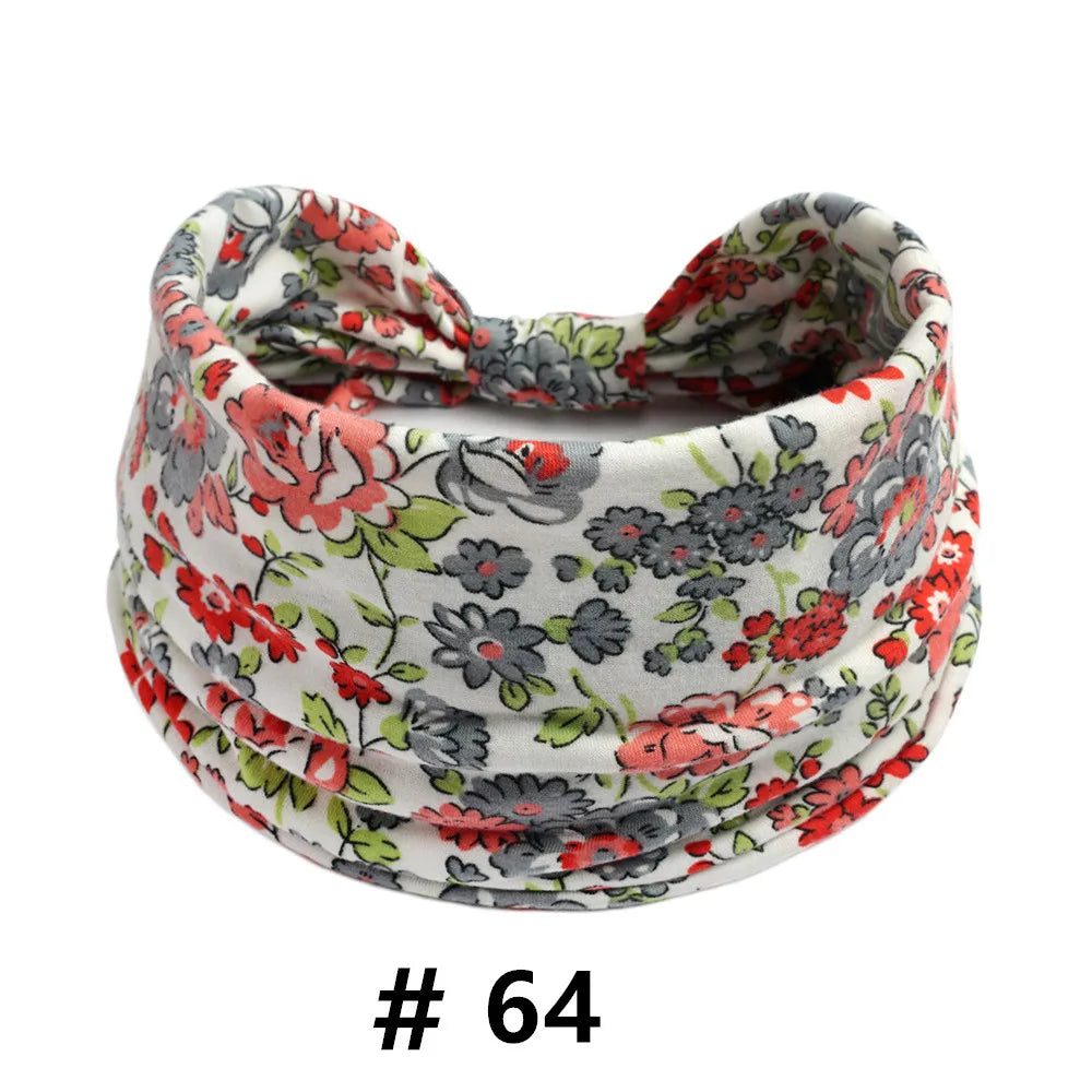 Boho Headbands for Women Cotton Wide Head Bands Stretch Hairband Non Slip Workout Yoga Running Turban Headwrap Hair Accessories