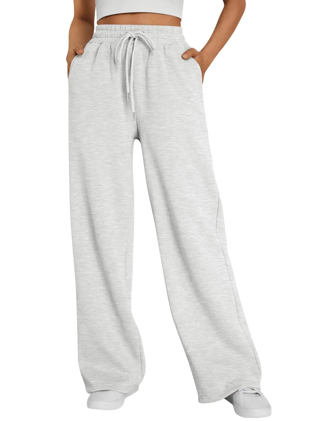 2026 new style women's wide-leg sports pants, with pockets, casual drawstring pants, suitable for pairing with casual wear and s