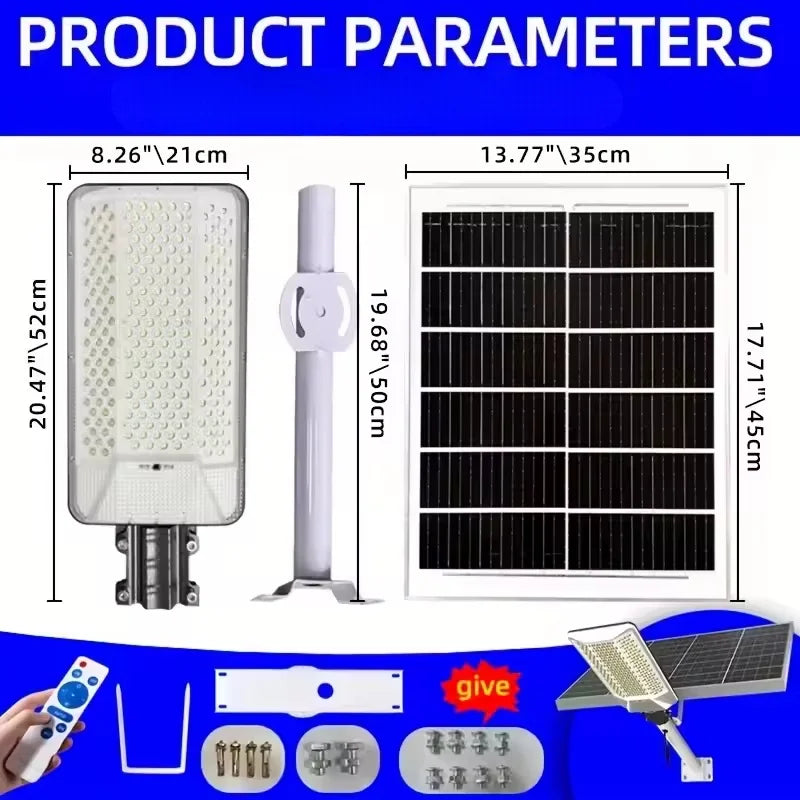 Solar Street Light 6500W 15000mAh 7500k Dusk To Dawn Solar Lights Automatic Dusk To Dawn with Control for Yard, Garden, Patio
