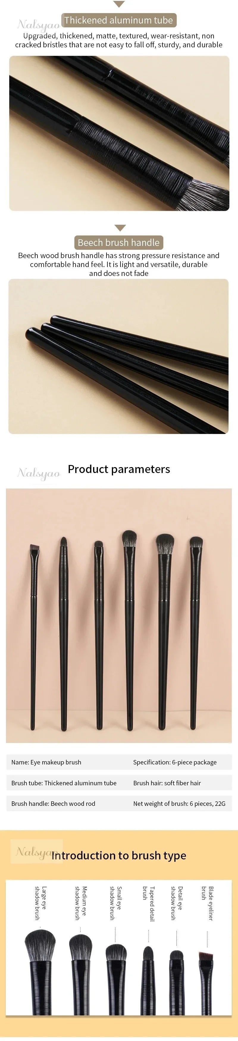 Makeup Brushes Set for Eyes – Natural Eyeshadow, Eyebrow, Contour, Eyeliner & Detail Blending Tools