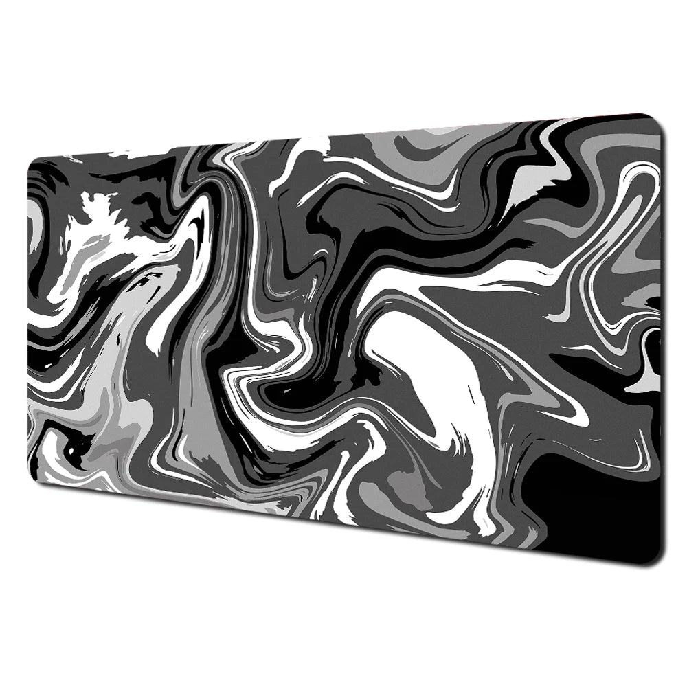 Black and Grey Abstract Art Pattern Design Mouse Pad Desk Mat with Stitched Edge Rubber Anti-Slip Gaming Mat Keyboard Mouse Pads