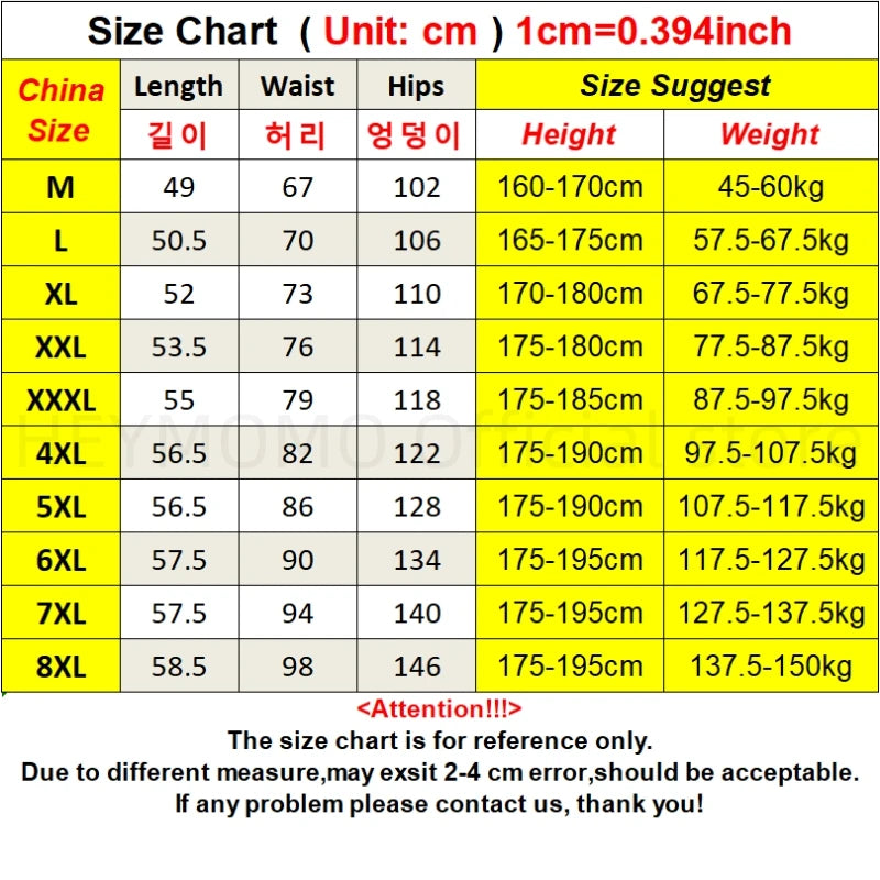 Laege Size 8xl Shorts Men 7xl 6xl 5xl Summer Oversized Sweatpants Sprots Short Pants Printed Streetwear Loose Casual Shorts Male