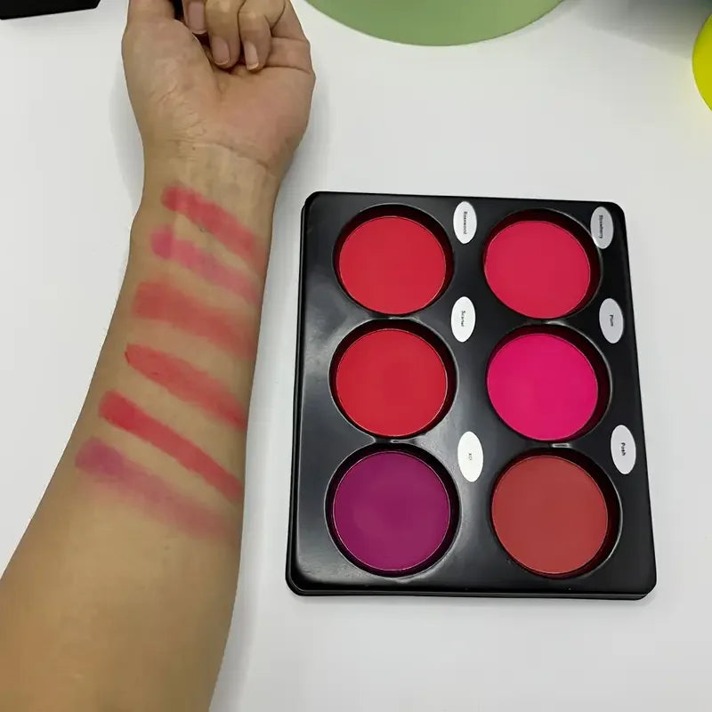 6-color blush palette, large size, natural contouring makeup, matte blush beauty palette, long-lasting coverage