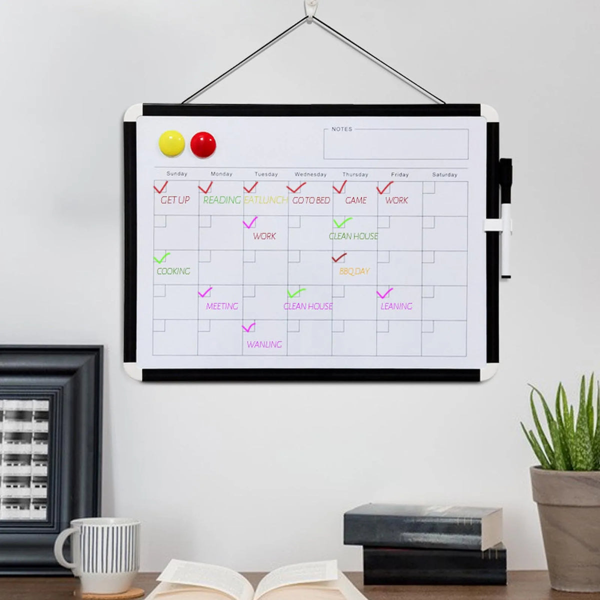 Monthly Calendar Dry Erase Whiteboard Replacement Magnetic Calendar White Board Easy To Write Practical Lightweight for School