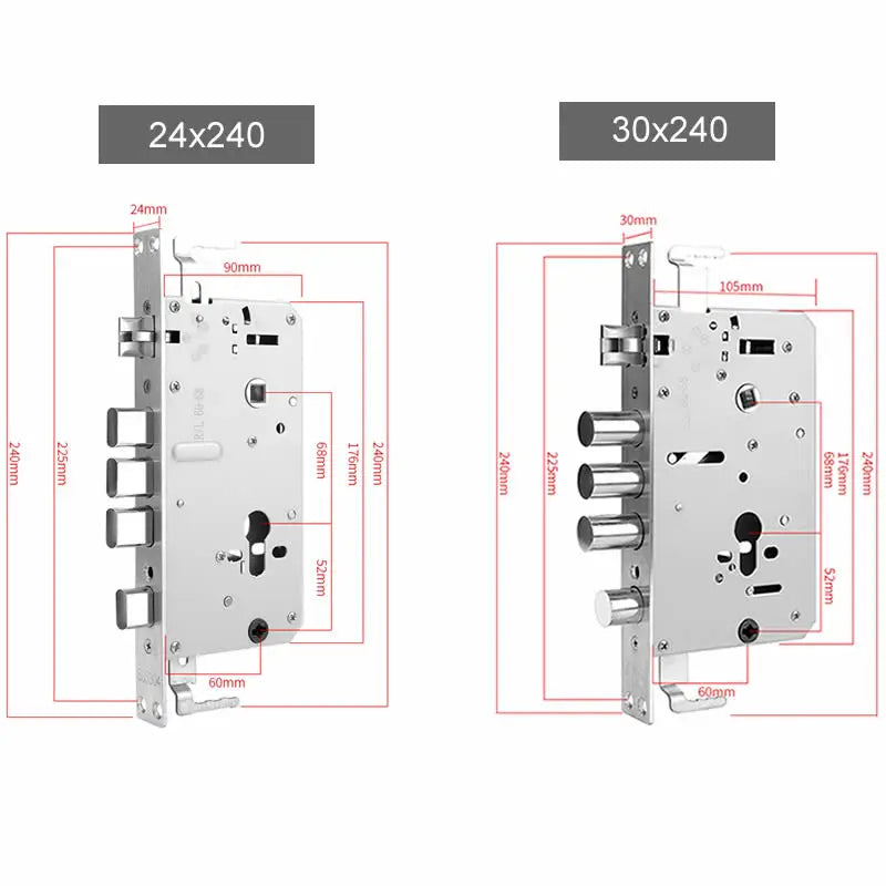 6068 304 Stainless Steel Security Door Lock Body Internal Gear Structure Anti Stuck for Smart Fingerprint Lock