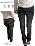 Women's Skinny Denim Pants Kpop Designer 2000s Abi Bell Bottom Low Rise Jeans Abi Long Trousers Japanese Y2k Grunge High Street