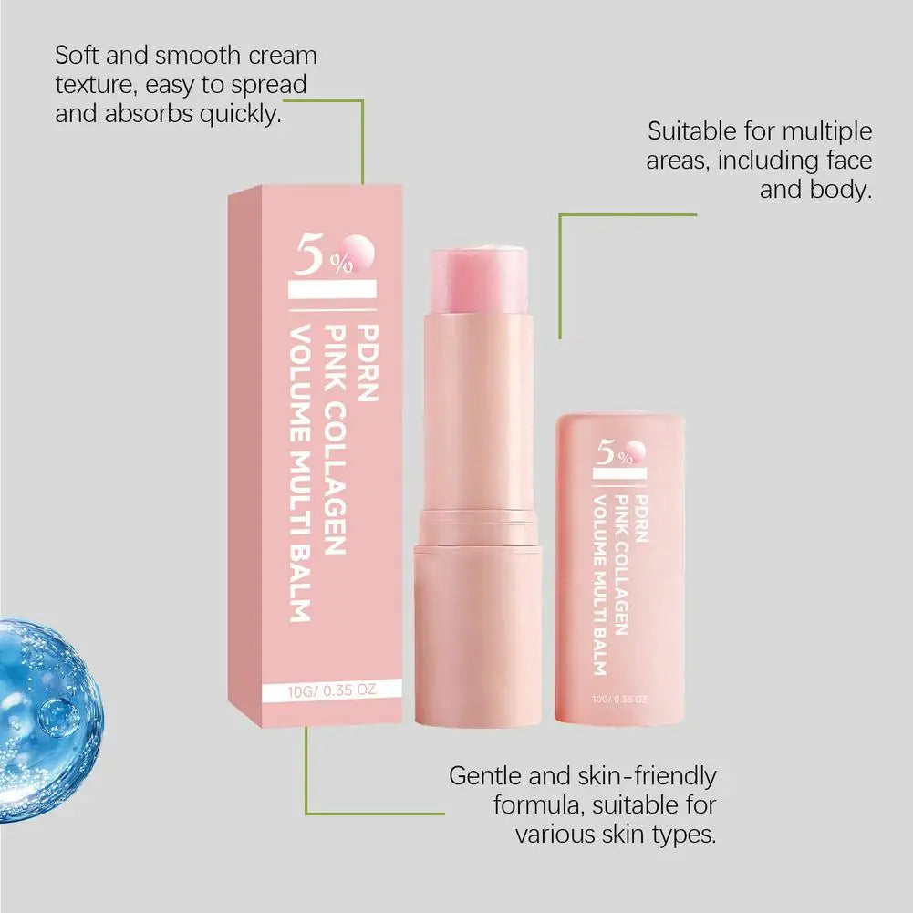 PDRN Pink Collagen Volume Multi Balm Stick Hydrating Wrinkle Cream NAD Stick for Face,Under Eyes, Lips Fine Lines, Firming Care
