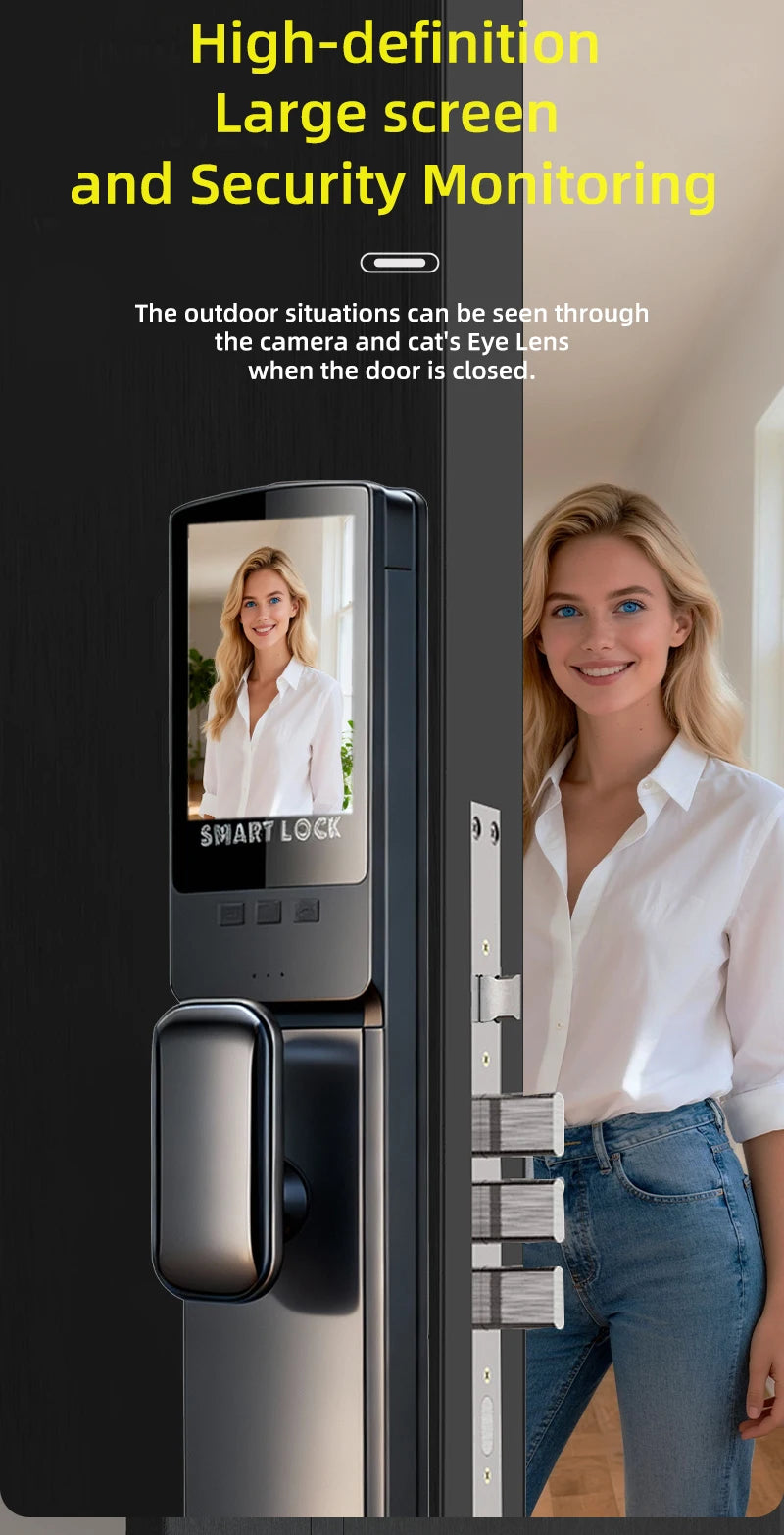 3D Face Recognition Fingerprint Password Smart Door Lock with  Remote Unlocking Wishome APP  Smart Lock Electronic door lock