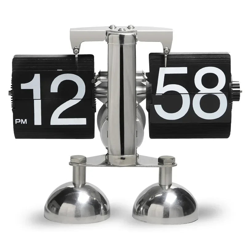 Household Minimalist Portable Automatic Page Turning Clock Retro Nordic Style Desktop Mechanical Page Turning Clock