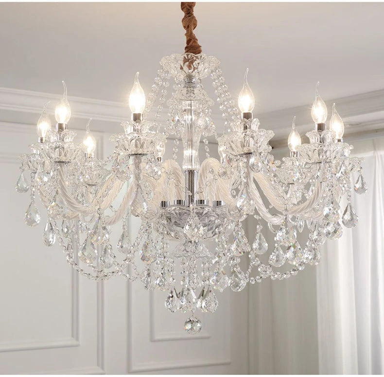Luxury Home Crystal Chandeliers Villa Lighting for Living Room Decorate LED Ceiling Pendant Lights Indoor Hanging Lights Fixture