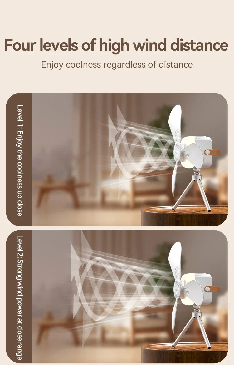 2026 New Portable Rechargeable Ceiling Fan Wireless USB Hanging Fan for Student Dorm Bed Outdoor Camping