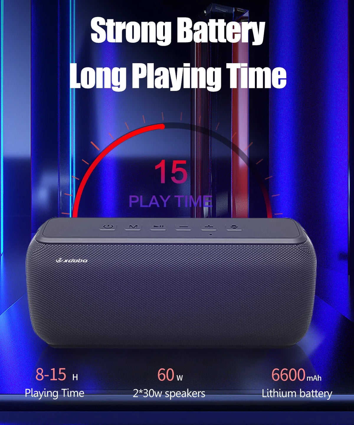Xdobo X8 II 60W Portable Bluetooth-Compatible Speakers 6600mAh Bass Sound Box Wireless Waterproof TWS Boombox