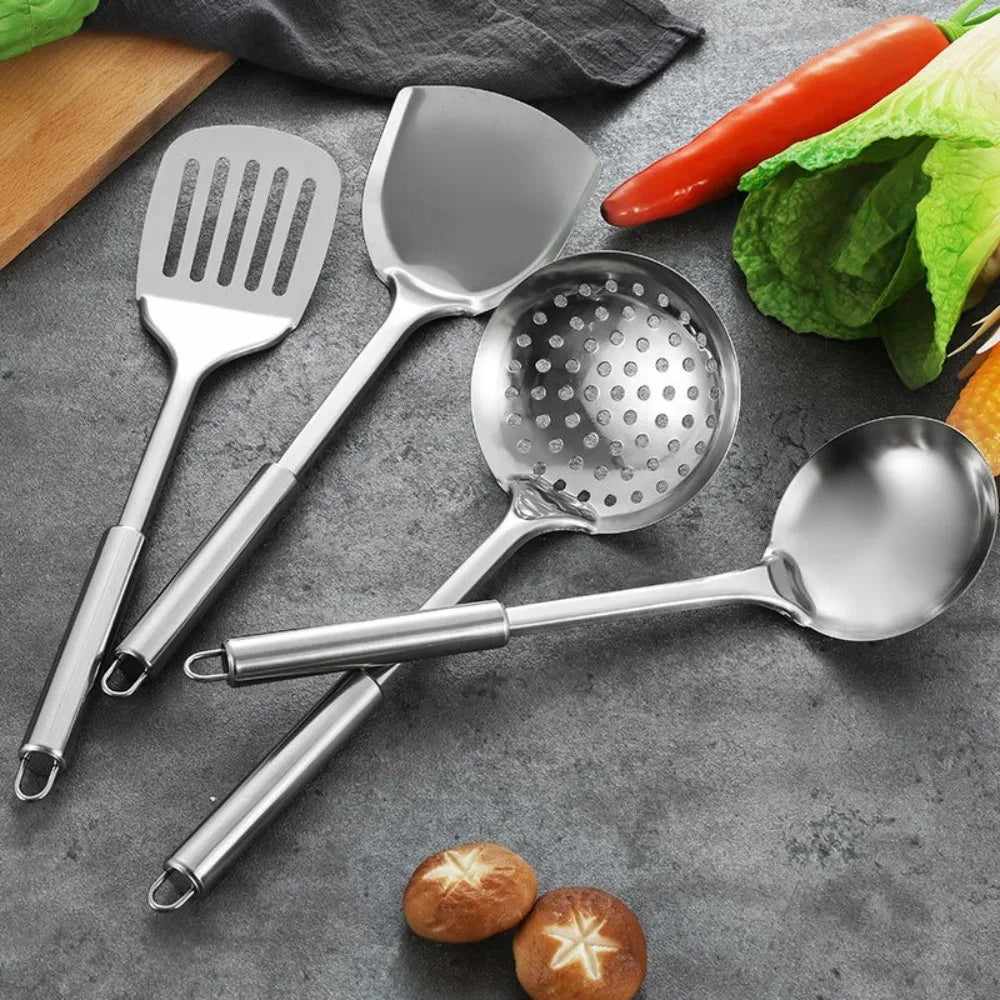 Durable Stainless Steel Wok Spatula Long Handle Kitchen Gadgets Kitchen Cooking Utensil Set Slotted Turner Cooking Tools