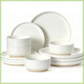 12-Piece Cream White Dinnerware Set for 4, Ceramic Plates & Bowls, Microwave & Dishwasher Safe